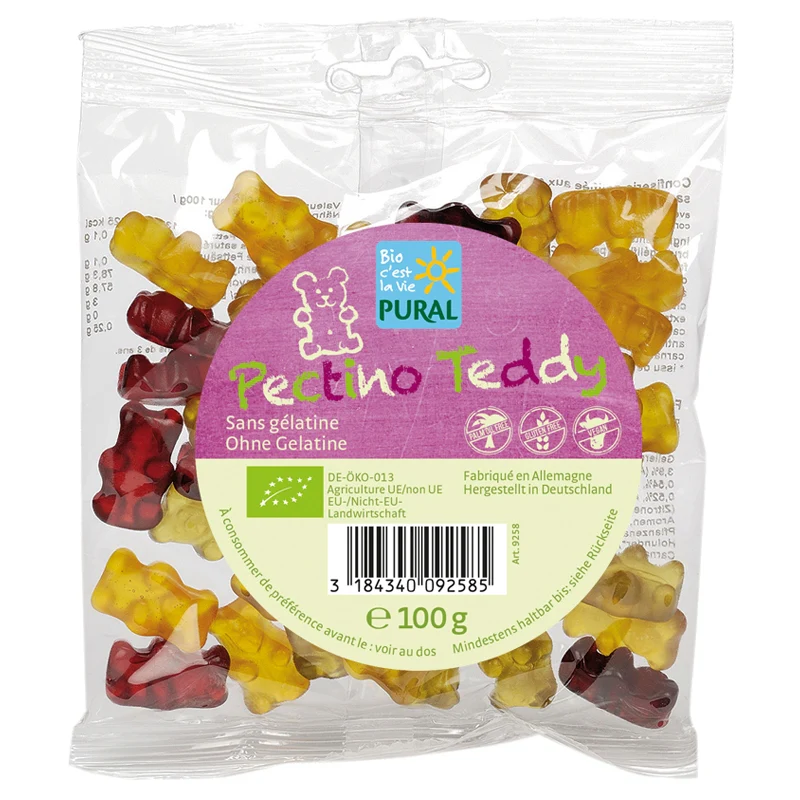 Bonbons oursons aux fruits BIO sans gélatine Pectino Teddy